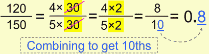 Fraction to Decimals, combining to 10ths, 2